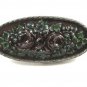 Ladies True Red Rose Green Enameled Vintage Belt Buckle Unmarked 100114