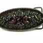 Ladies True Red Rose Green Enameled Vintage Belt Buckle Unmarked 100114