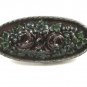 Ladies True Red Rose Green Enameled Vintage Belt Buckle Unmarked 100114