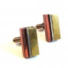 Vintage Sterling Silver Tri Colored Cufflinks