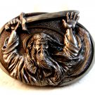 1994 Gap Beaded Ancient Man Sword Norse ? Belt Buckle Made in U.S.A.