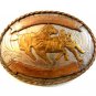 Vintage Nickel Silver Western Rodeo Cowboy Calf Roping Belt Buckle