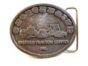 Vintage 1970 - 80's George Baize Oilfield Tractor Service Belt Buckle