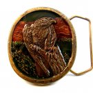 Vintage 1977 Peregrine Falcon Enameled Belt Buckle by Indiana Metal Craft