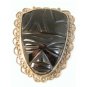 Huge Mexican Sterling Silver & Black Onyx Mayan Face Brooch