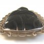 Huge Mexican Sterling Silver & Black Onyx Mayan Face Brooch