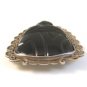 Huge Mexican Sterling Silver & Black Onyx Mayan Face Brooch