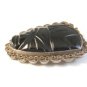 Huge Mexican Sterling Silver & Black Onyx Mayan Face Brooch