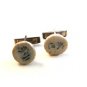 Vintage Chinese Writing Porcelian Sterling Silver Cufflinks