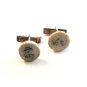Vintage Chinese Writing Porcelian Sterling Silver Cufflinks