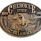 Vintage Cherokee Strip 1893 - 1993 Enid Oklahoma Brass Belt Buckle by ADM