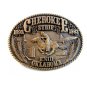 Vintage Cherokee Strip 1893 - 1993 Enid Oklahoma Brass Belt Buckle by ADM