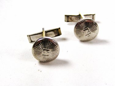 1960's - 70's Silvertone Round Cufflinks Unbranded 71515bb