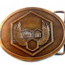 Vintage Brass Union Equity Belt Buckle by Hit Line U.S.A.