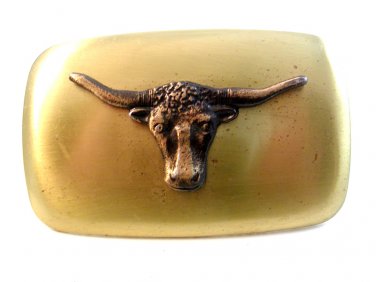 Vintage Western Cowboy Steer Head Belt Buckle Made In U.S.A.