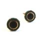 Gold Tone Black & Green Cufflinks