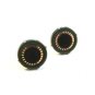 Gold Tone Black & Green Cufflinks