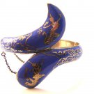 Vintage Siam Sterling Dark Blue Niello Dancer Bracelet Snake