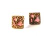 Vintage Deco Gold Tone Pink Celluloid Bakelite Cuff Links