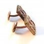 Vintage Deco Gold Tone Pink Celluloid Bakelite Cuff Links