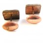Vintage Deco Gold Tone Pink Celluloid Bakelite Cuff Links