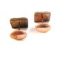 Vintage Deco Gold Tone Pink Celluloid Bakelite Cuff Links