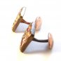 Vintage Deco Gold Tone Pink Celluloid Bakelite Cuff Links