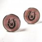 1950's Lucky Horse Shoe Clover Wish Bone Pink Silvertone Cufflinks Unbranded