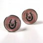 1950's Lucky Horse Shoe Clover Wish Bone Pink Silvertone Cufflinks Unbranded