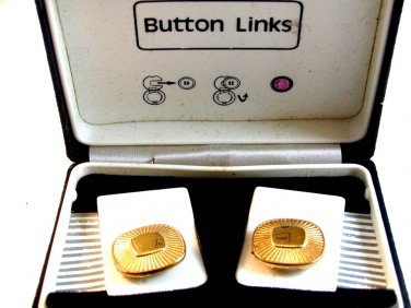 Vintage Button Links Gold Tone Cufflinks MIB
