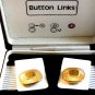 Vintage Button Links Gold Tone Cufflinks MIB