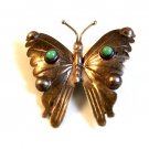 Signed Vintage Mexican Sterling Silver Turquoise Butterfly Brooch