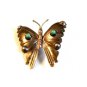 Signed Vintage Mexican Sterling Silver Turquoise Butterfly Brooch
