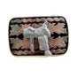Made in USA Western Silvertone Black Cowboy Saddle Belt Buckle #102113