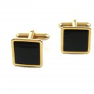 True Vintage Goldtone & Black Dressy Cufflinks By Swank 110714