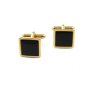 True Vintage Goldtone & Black Dressy Cufflinks By Swank 110714