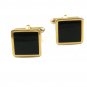 True Vintage Goldtone & Black Dressy Cufflinks By Swank 110714