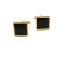 True Vintage Goldtone & Black Dressy Cufflinks By Swank 110714
