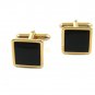 True Vintage Goldtone & Black Dressy Cufflinks By Swank 110714