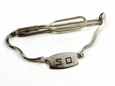 True Vintage 1930'-50's Letter/Initial S.O. Sterling Tie Clasp By F.C.C. 111814