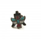 Southwest Sterling Silver Coral Turquoise Mother Pearl Black Onyx Tie Tac