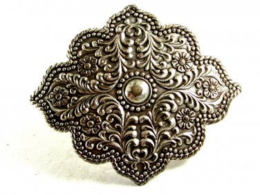 Ladies Victorian Style Silvertone Belt Buckle Unmarked 092214