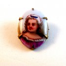 Vintage Hand Painted Portrait of a Lady Brooch
