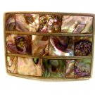 Huecho En Mexico Alpaca Silver & Abalone Western Belt Buckle