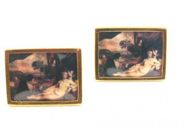 Vintage Old Master Lounging Lady Cufflinks