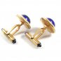 True Vintage  Art Deco Goldtone & Blue Cufflinks By Krementz 110714