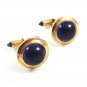 True Vintage  Art Deco Goldtone & Blue Cufflinks By Krementz 110714