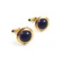 True Vintage Art Deco Goldtone & Blue Cufflinks By Krementz 110714