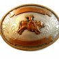 Vintage Nickle Silver Bull Riding Western Cowboy Belt Buckle