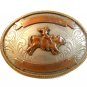 Vintage Nickle Silver Bull Riding Western Cowboy Belt Buckle